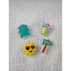 4‑Pack Beach Croc Shoe Charms Sun Chair Drink Summer Vacation Set